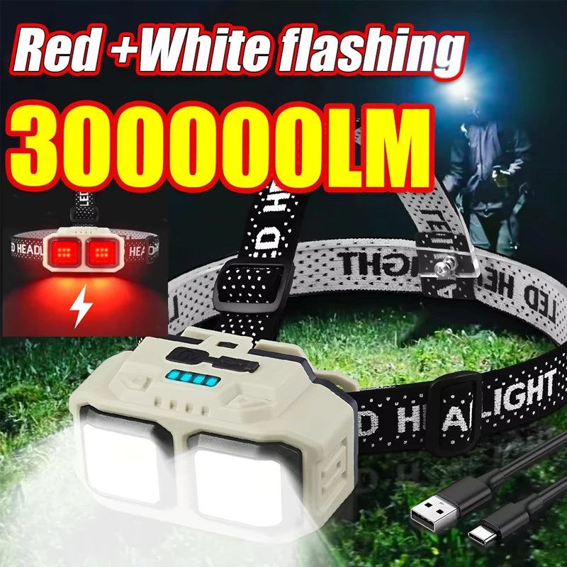 Super Bright LED Induction Headlamp USB Rechargeable Flashlight Headlight Waterproof Head Light For Outdoor Camping Fishing