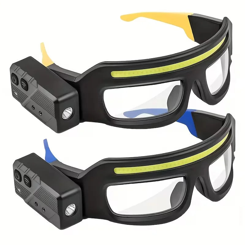 Fast Charging LED Headlamp with Built-in Glasses Light Function, Built-in Smart Motion Sensor & Portable Induction Button Switch, Cool Styling, Separately Adjustable Multi Brightness Levels, Outdoor Gear for Night Running, Cycling, Fishing & Manual Repai