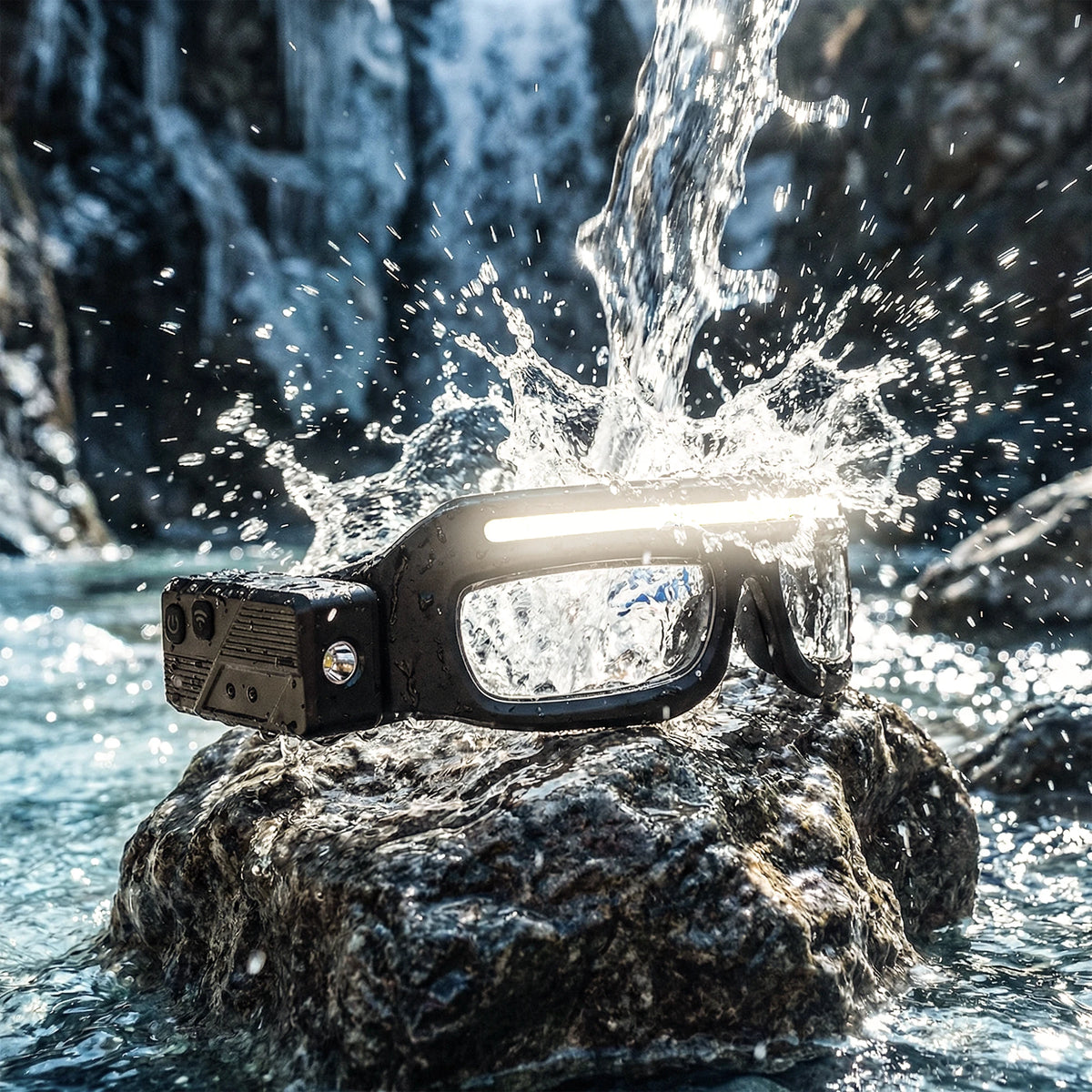 Fast Charging LED Headlamp with Built-in Glasses Light Function, Built-in Smart Motion Sensor & Portable Induction Button Switch, Cool Styling, Separately Adjustable Multi Brightness Levels, Outdoor Gear for Night Running, Cycling, Fishing & Manual Repai