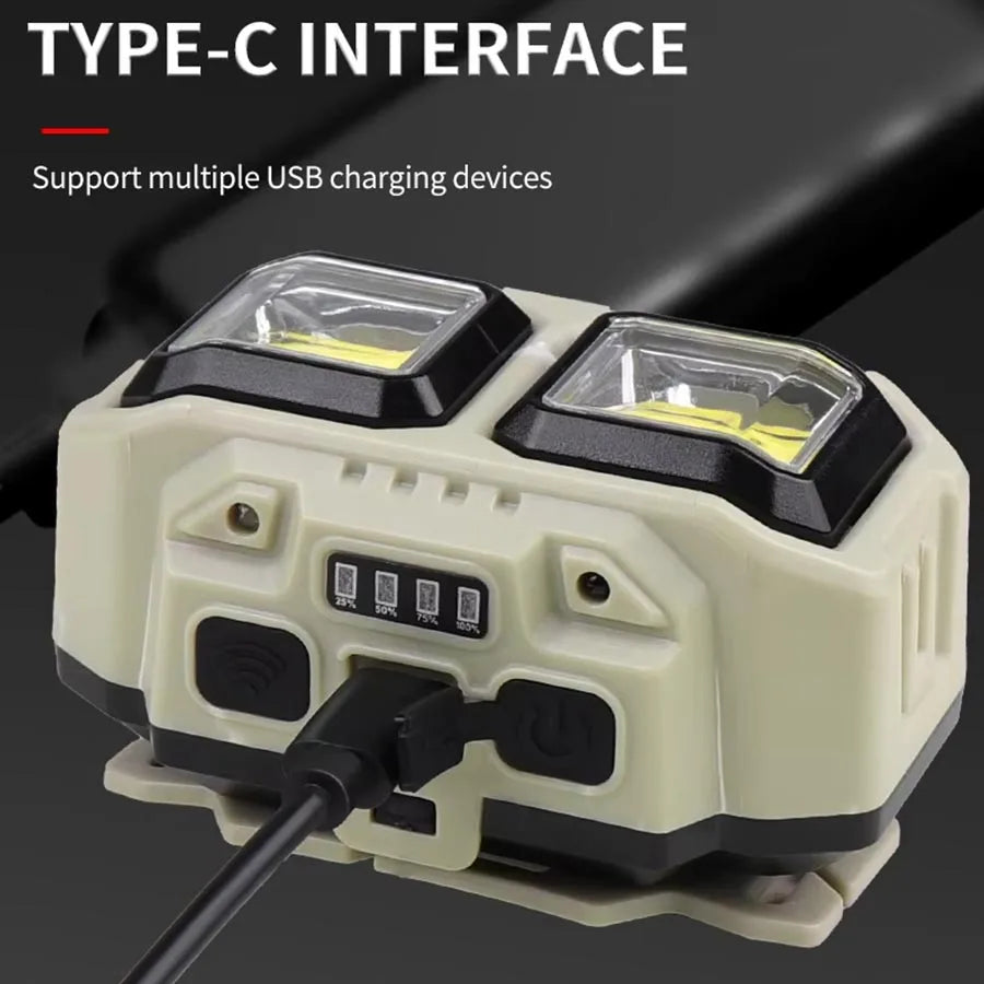 Super Bright LED Induction Headlamp USB Rechargeable Flashlight Headlight Waterproof Head Light For Outdoor Camping Fishing