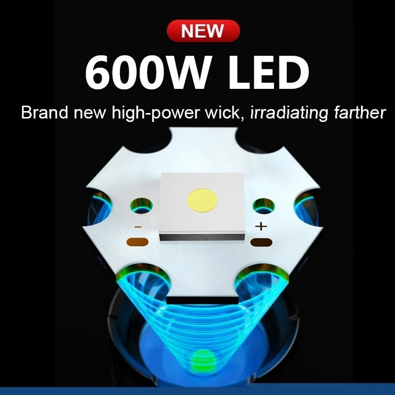 2026 new model 1000000LM Super Bright 800W LED Flashlight 3500M Rechargeable Zoom Torch Outdoor Work Light Camping Lantern